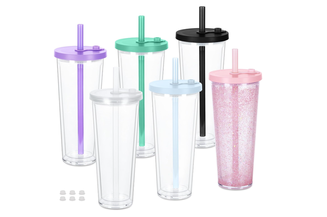 24 oz Color Lid Chunky Straw Tumbler